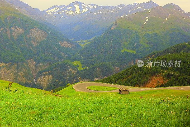 Hohe Tauern雪顶奥地利山脉-泰洛阿尔卑斯戏剧性的云景天空和景观和大格洛克纳山脉